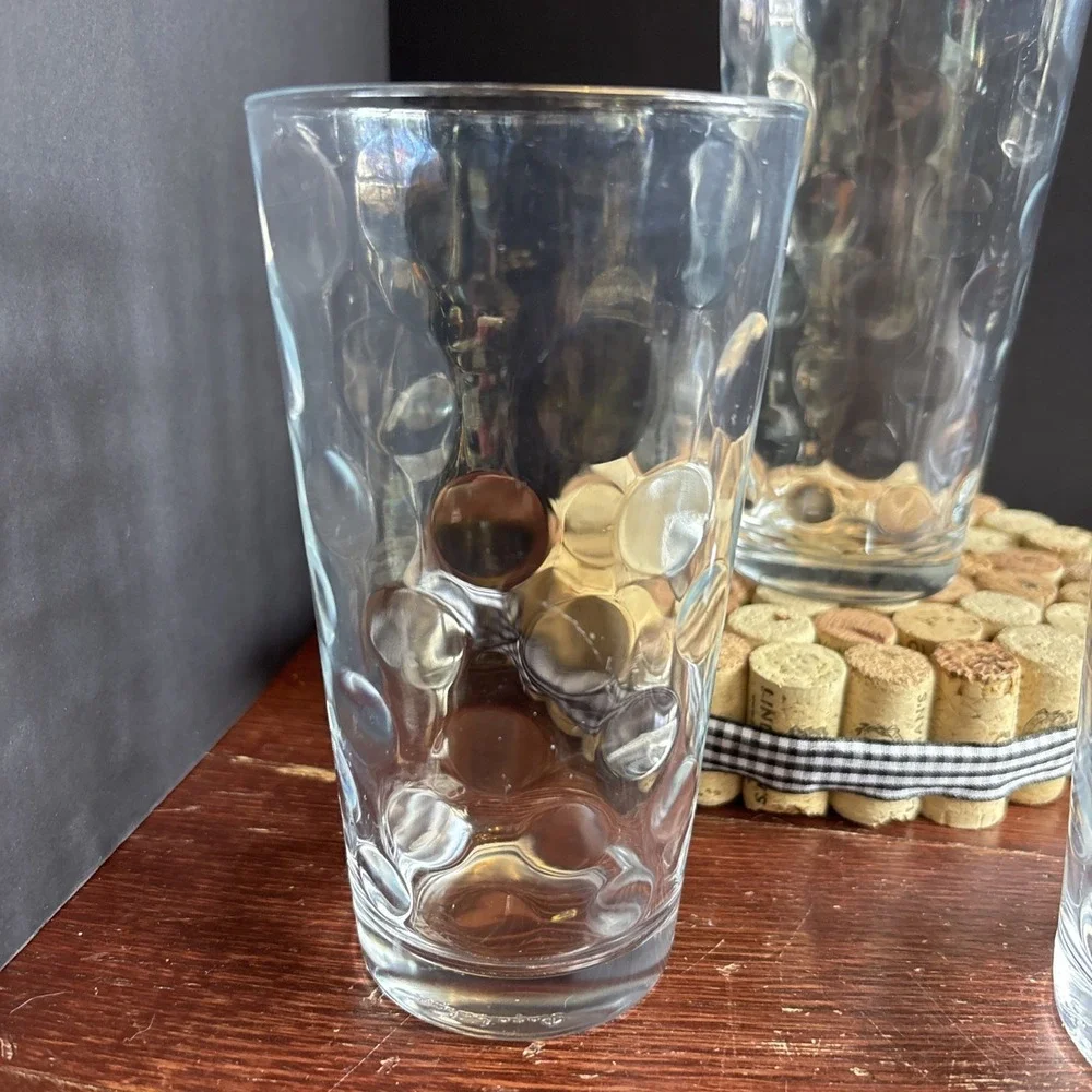 Pasabahce Art Of Glass Coin Dot Set‎ 4 Old Fashioned Highball Glasses 6